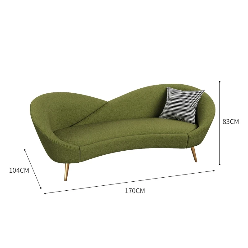 CX328IT Zielone złote nogi Leniwa sofa Nordic Love Seat 3-osobowa tkanina Pianka Gąbka Kanapa Krzesło do gier Dorośli Sofa 2 Plazas Meble