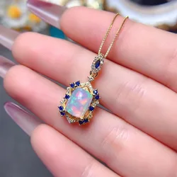 FS 7*9mm Natural Opal S925 Sterling Silver Pendant Necklace With Certificate Fine Charm Weddings Jewelry for Women MeiBaPJ