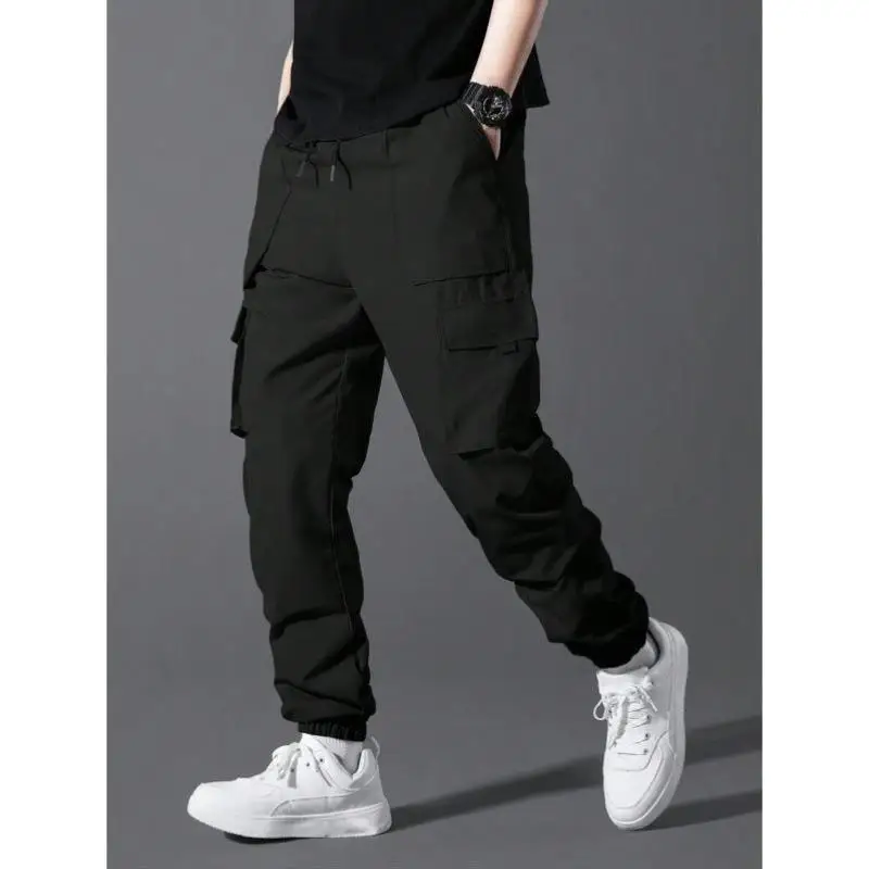 Pantalones cargo de cintura con cordón de color para hombre, pantalones casuales de otoño con kets, corte cómodo, ciwalk retro