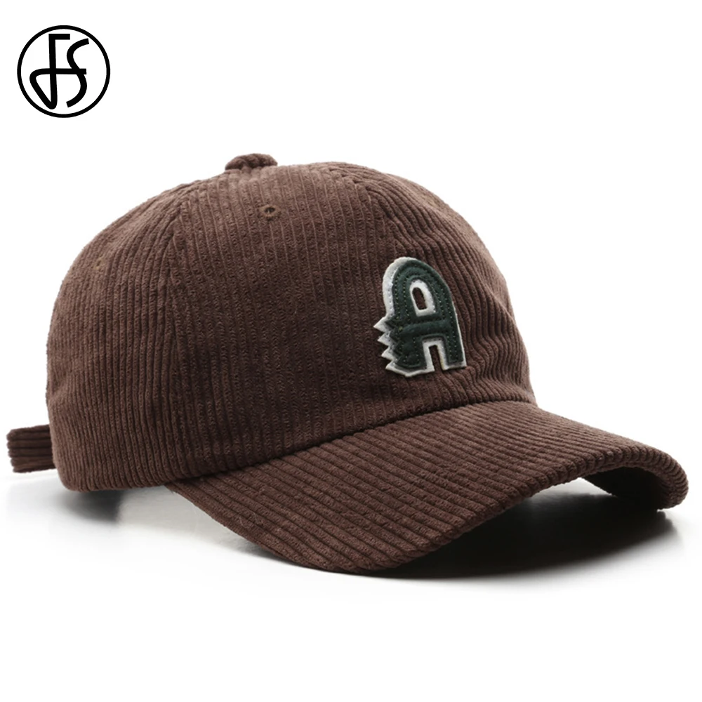 FS Winter Warm Brand Baseball Cap Brown Black Big Letter A Women Corduroy Hats Snapback Hip Hop Face Cap For Men Bone 2023