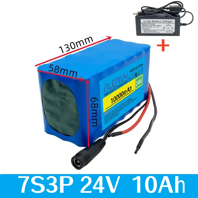 

NEW 24V 10Ah 7S3P 18650 Lithium Battery High Capacity 24V 10000mAh Rechargeable Battery Pack with 2A Charger for Electronics