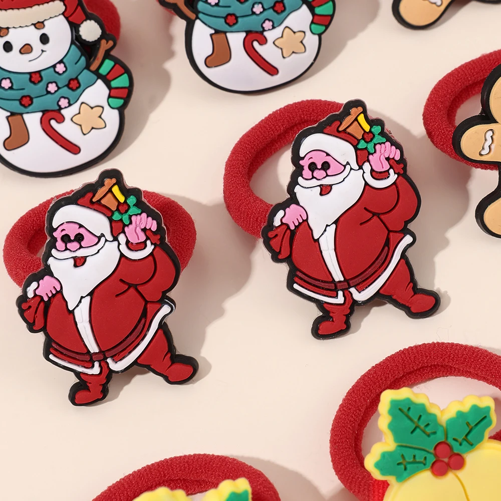 10 قطعة عيد الميلاد الكرتون الشعر التعادل للفتيات لينة المطاط سانتا كلوز ثلج مرونة عالية توك شعر طفل السنة الجديدة اكسسوارات