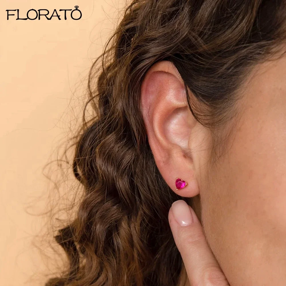 Trendy Multicolor Heart Earrings 925 Sterling Silver Needle Fashion Stud Earrings for Women Cartilage Puncture Jewelry 2023