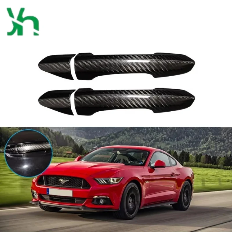 ل 2015 + فورد موستانج ألياف الكربون غطاء مقبض الباب الخارجي ملحقات الأداء