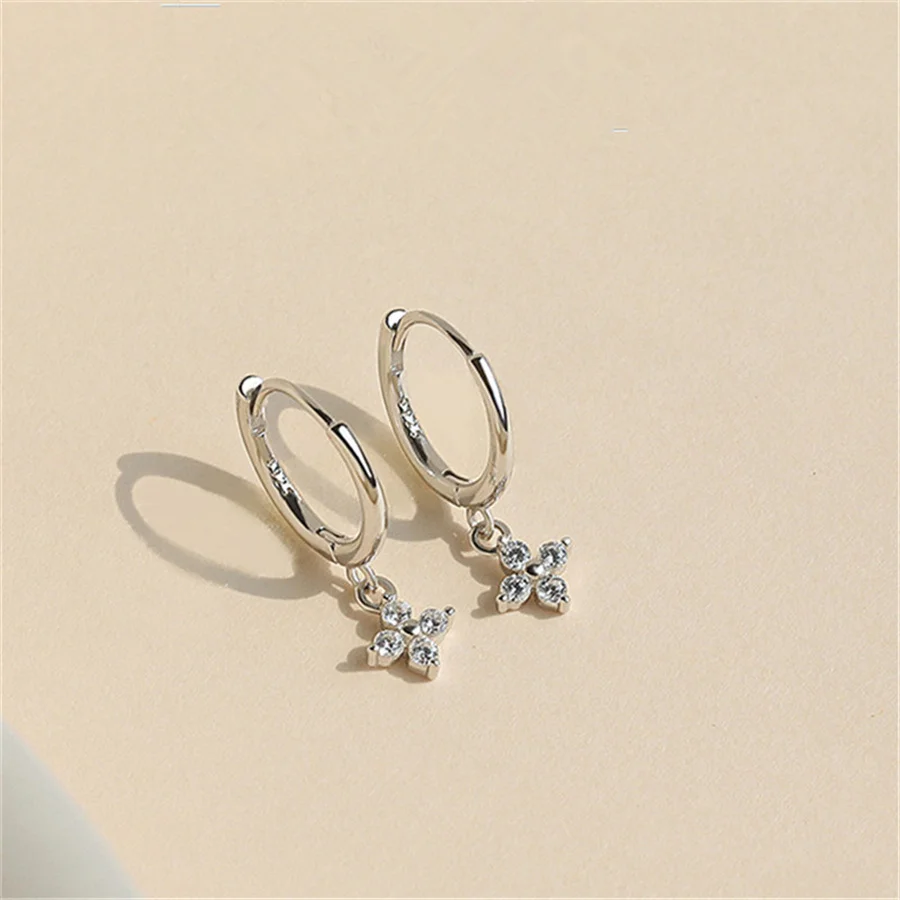 925 Silver Plated Korean Design Frosting Square Hoop Earrings for Women Girls Elegant Party Punk Jewelry Gift e2252