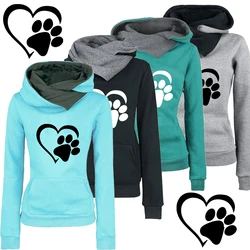 Cute Dog Paw Hoodie Fashion Printing Women's Casual Pullover Hoodies Winter Autumn Sweatshirt Teenager