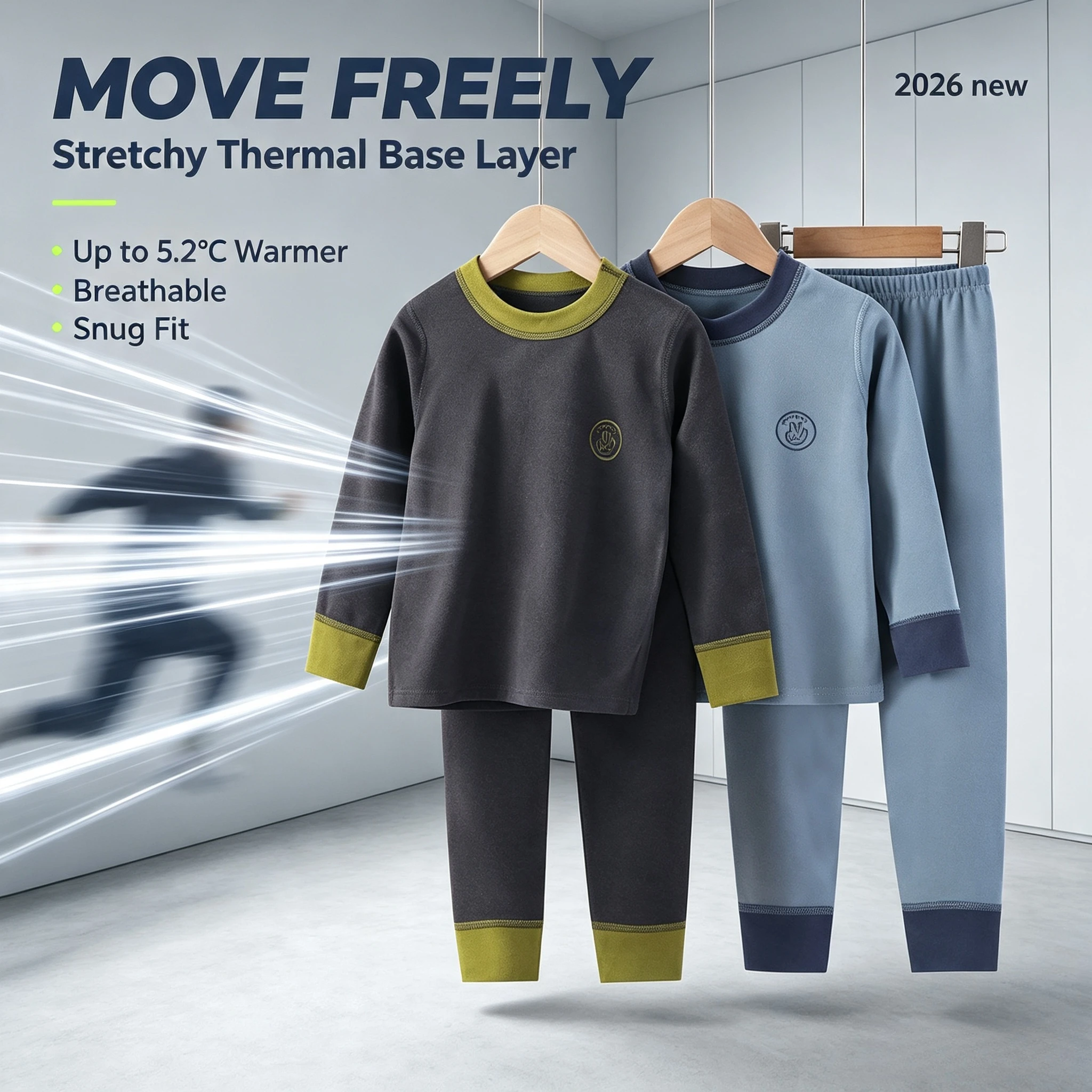 Boys Girls Thermal Underwear Set Double‑Sided Brushed Constant Temperature Warmer Soft Kids Warm Stretchy Base Layer Loungewear