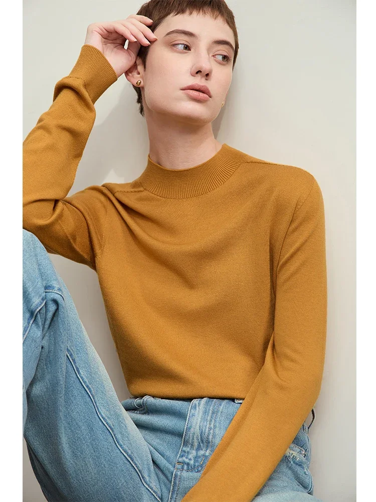 Amii Minimalism Women Sweaters 2024 Autumn New Basic Half-turtleneck Loose Tops Solid Casual Lady Soft Knitwears Jumper 12413024