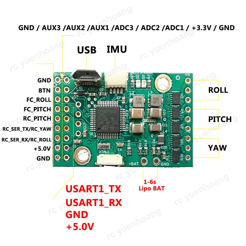 1PCS BGC 32-bit Gimbal Controller Board Tiny Revision Brushless PTZ Motor Controlling Module 1-6S Voltage for RC Drone Camera