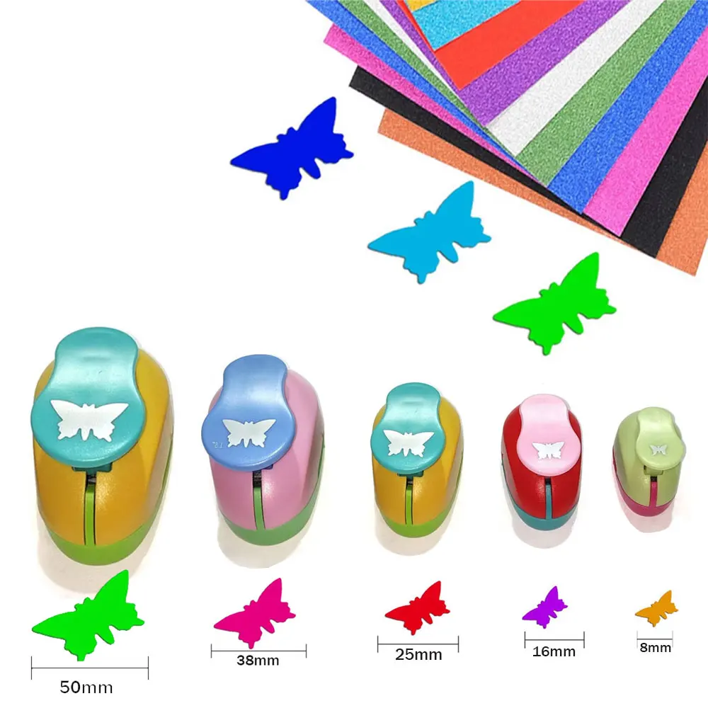 

8/16/25/38/50mm random color butterfly shape hole punch, DIY embossing punch, scrapbooking machine, paper cutting punch.