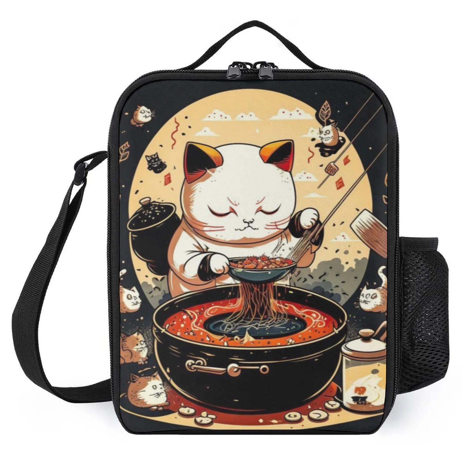 

Sushi Cat Chef Япония_1 Lancheira Сумка для обеда с принтом Винтажная коробка для завтрака для женщин Изоляционная сумка для ланча