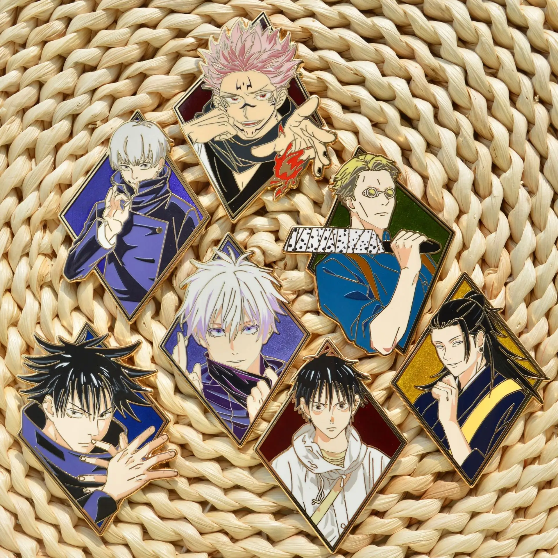 

Anime Jujutsu Kaisen Gojo Satoru Geto Suguru Nanami Kento Enamel metal badge brooch pendant decoration Toys Collectible Gifts