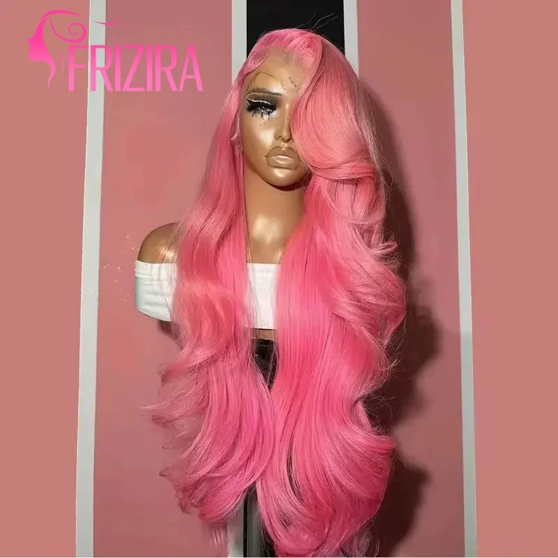 

210 Density Pink Body Wave Human Hair Wigs 13x6 Hd Lace Frontal Wig Colored Pre Plucked Brazilian Human Hair Wigs For Women