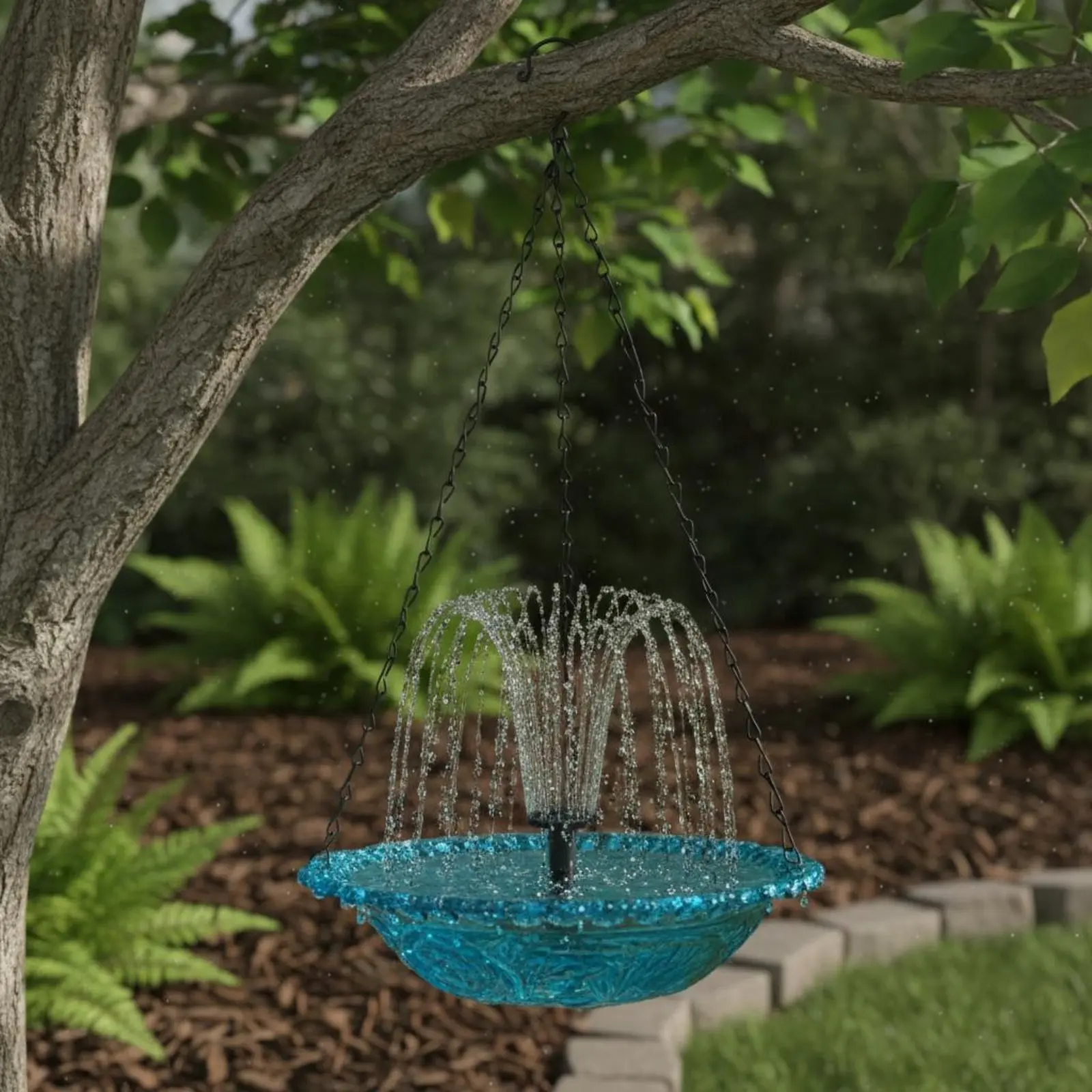 Hanging Solar Avian Bath Decorative Feature Solar Powered Hanging Water Feature Garden Decoration for Yard view 4