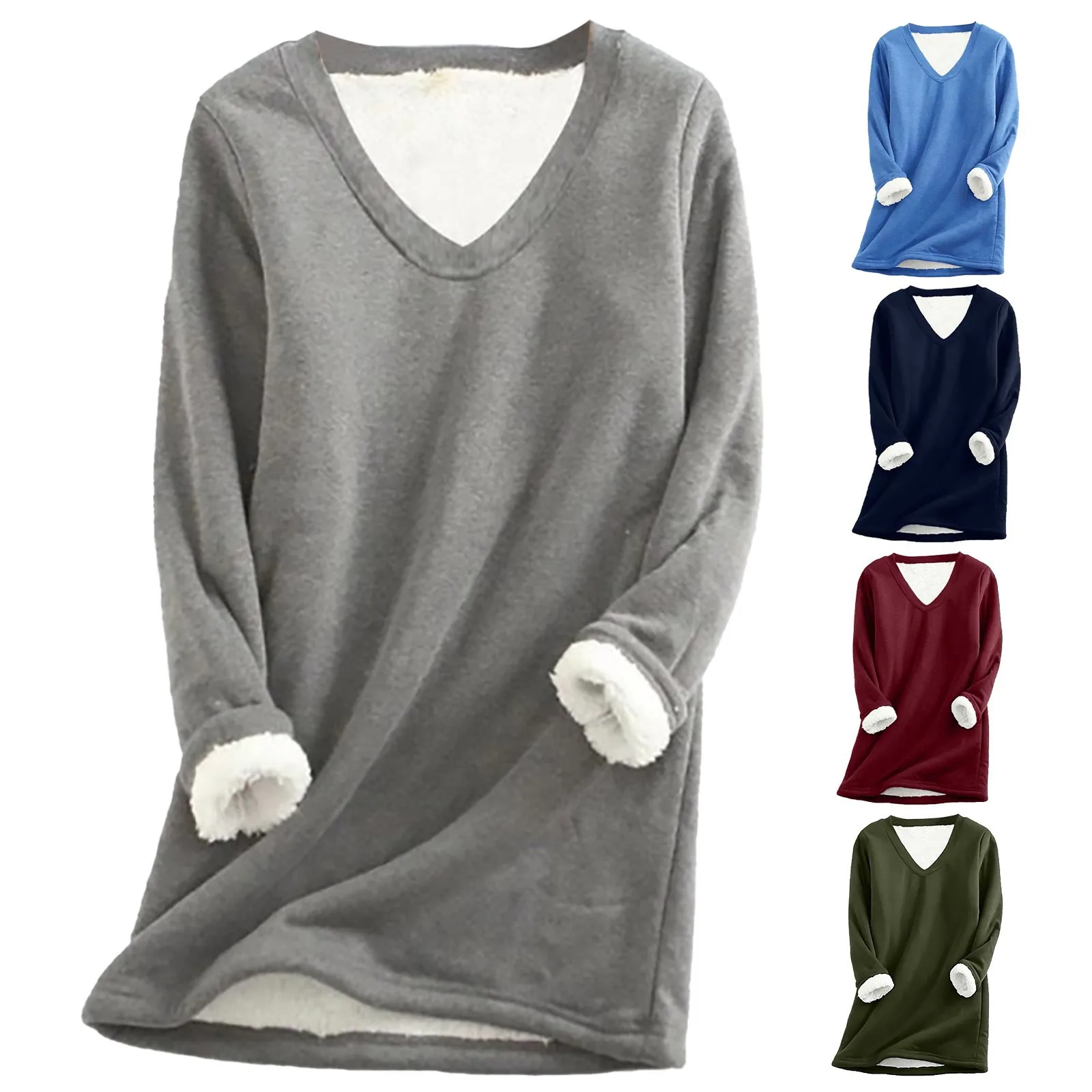 

Women‘s NEW Casual Cotton Round Neck Solid Sweatshirt Underwear Plus Size Thermal Shirt Thin Tops Modal Women's Undershirt