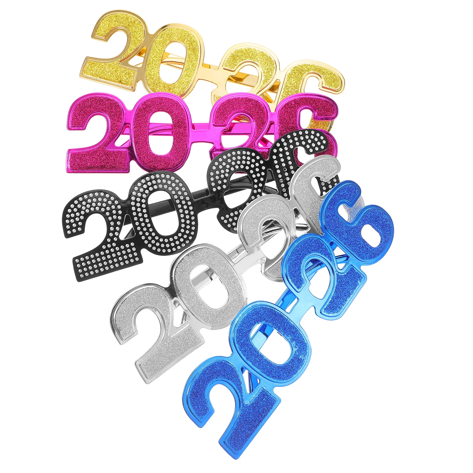 

5Pcs 2026 Graduation Glasses Shatterproof Plastic Frame Sparkly Number Design New Year Birthday Party Decoration Photo Booth