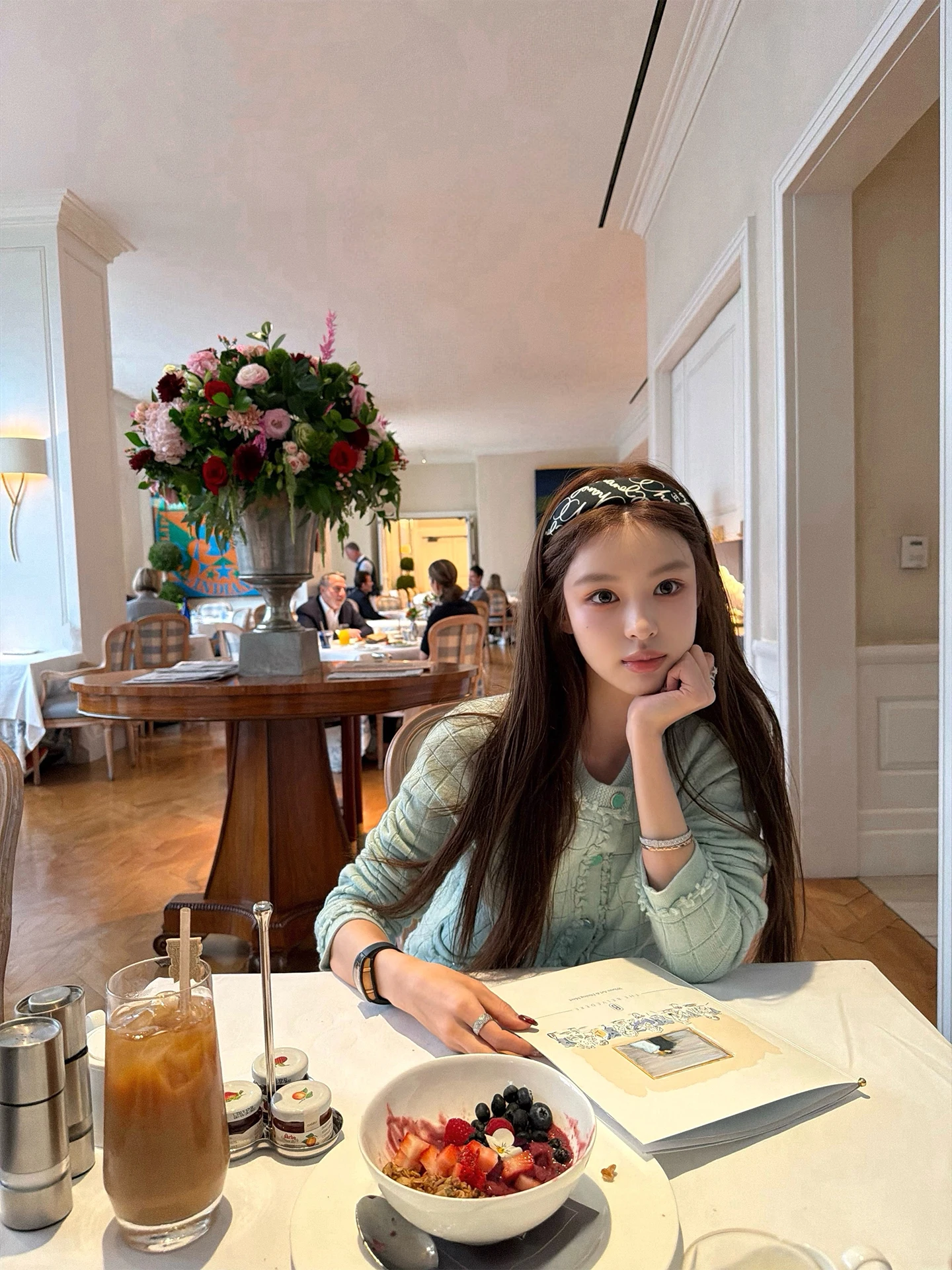 

Good Morning Fan Fan Cry Mint Knitted Cardigan Women's Spring Small round Ne Slim Fit Top Straight Tube Long Sve