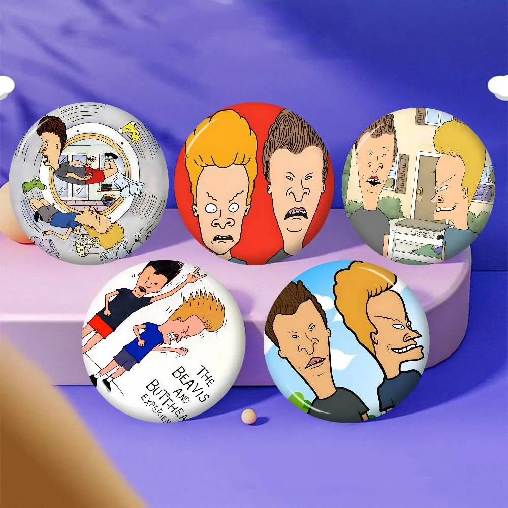 A-Anime-B-Beavis-A-And-B-Butthead Crass-Sarcastic Button Pin Handmade Brooch for Cartoon Badge Backpack Decoration Jewelry