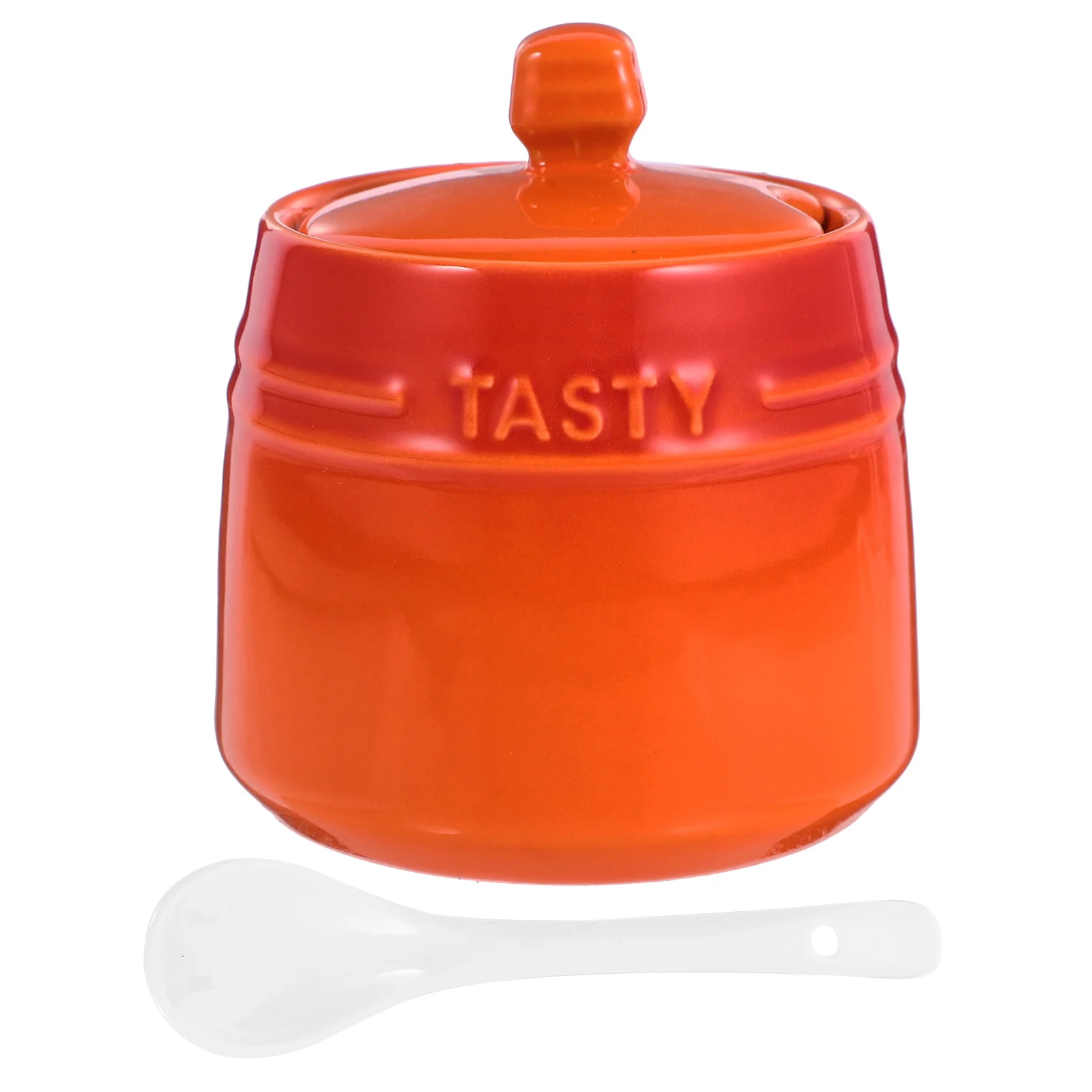 

Ceramic Condiment Jar with Lid Spoon Kitchen Seasoning Storage Bottle Sugar Container Spice Canister Home Decor
