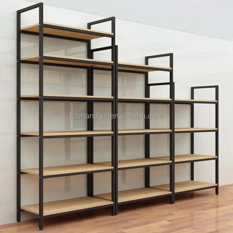 

Customize.Heavy-Duty Single-Sided Steel Gondola Shelves Wood Display Shelves Retail Store and Shop Double-Sided Metal Racks