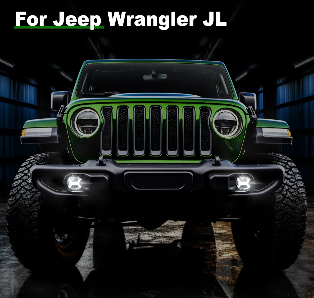 Luces antiniebla LED para coche, lámpara antiniebla de 60W y 4 pulgadas con DRL para Jeep Wrangler JL JLU Sport Rubicon Sahara 2018-2023 Emark E24, 1 par