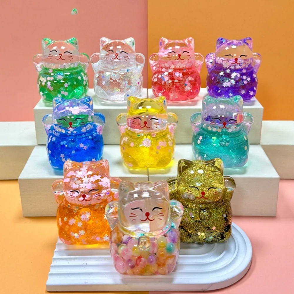 الهدايا الملونة لون الحلوى قطة الحظ الحلي الإبداعية Kawaii مصغرة الحرفية الديكور DIY الديكور Microlandscape