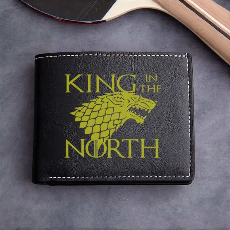 KING IN THE NORTH Carteira de couro PU premium Design minimalista Carteira dobrável leve e durável para homens e mulheres