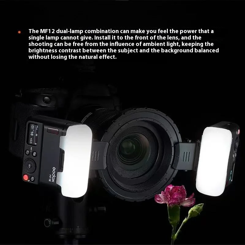 Godox MF12 MF12-K2 Macro Flash 2 Light Kit 2.4 GHz Wireless Control Speedlite for DSLR Canon for/Sony/Nikon with Battery