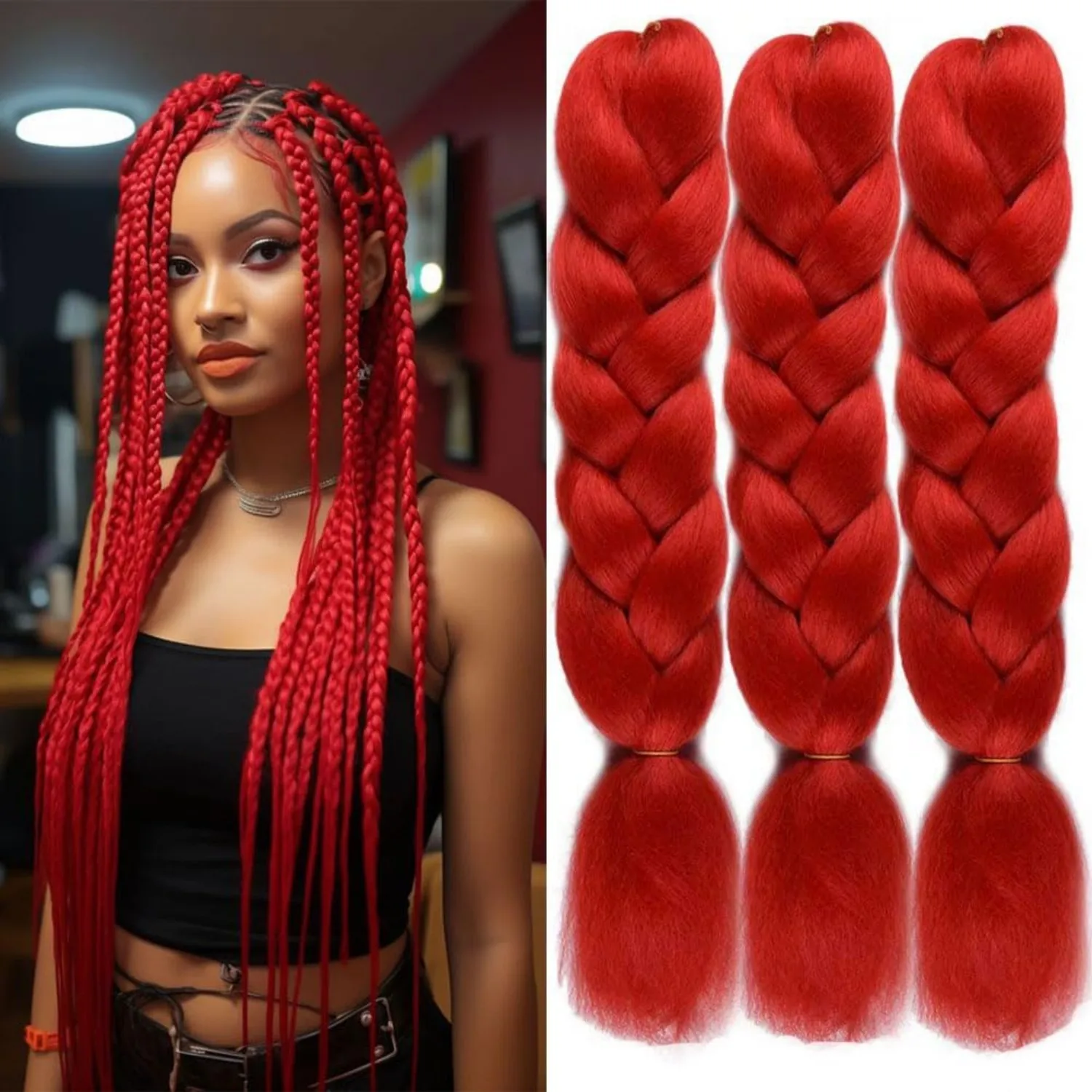 Jumbo Braiding Hair 24 Inches Braiding Hair Synthetic Hair Extensions Braiding Hair High Temperature Synthetic Makeup Styling