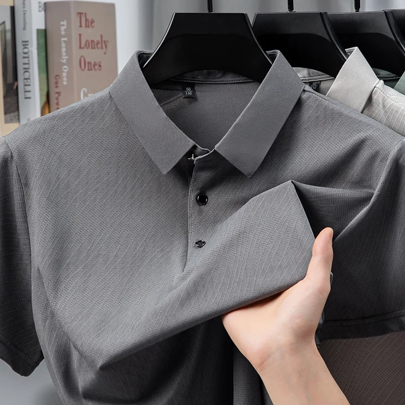Workplace Essential Mens Plain Polo Short Sleeve Wrinkle Proof Fabric Daily Errands And Evening Casual Stroll Tops
