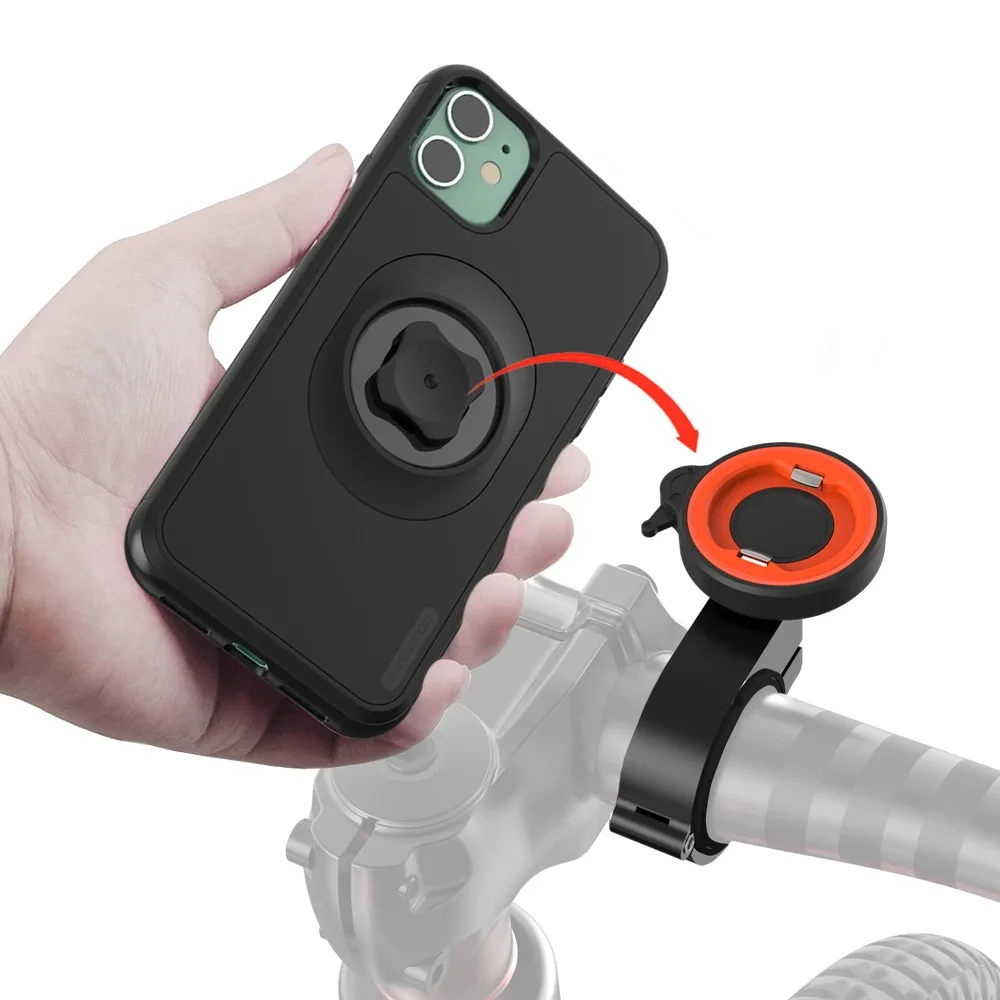 Bike Phone Mount for iPhone 16 Pro Max/16 Plus/16Pro/16/15Pro - Quick Release Shockproof Bike Holder with Matte Black PC Case
