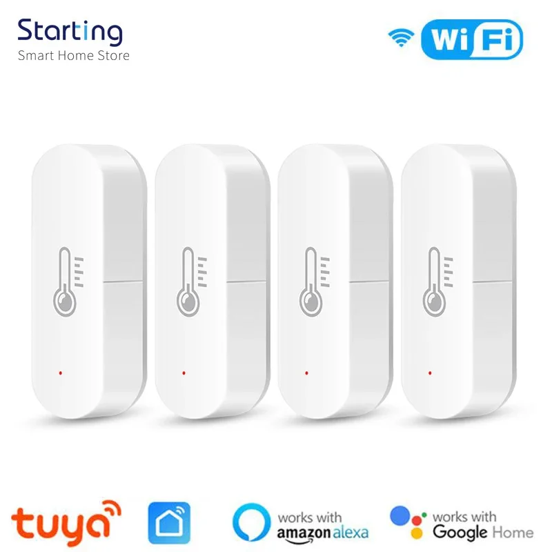 Tuya Wifi Sensor inteligente de temperatura y humedad higrómetro interior controlador monitoreo aplicación Control funciona con Alexa Google Home