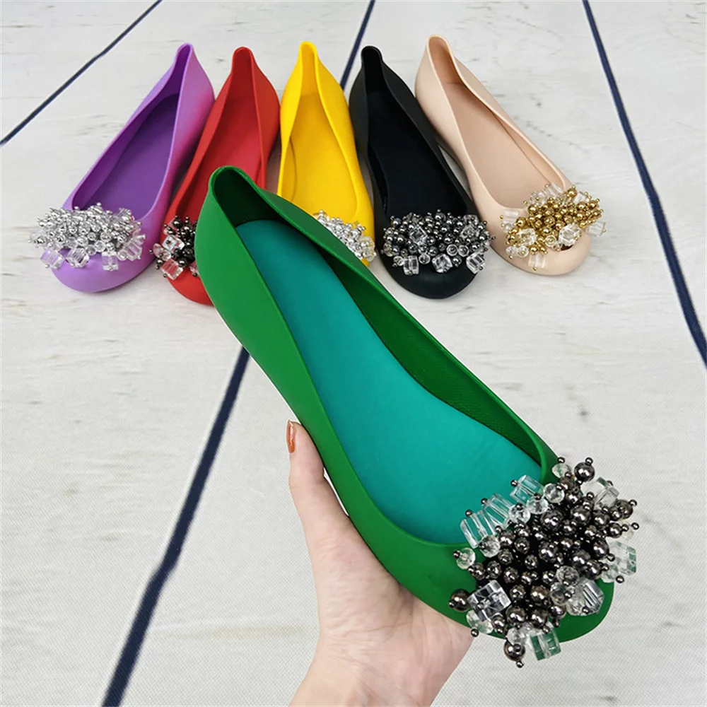 2023 Summer Women Fashion Beaded Jelly Color Shoes Casual Soft PVC tinta unita sandali muslimshw103