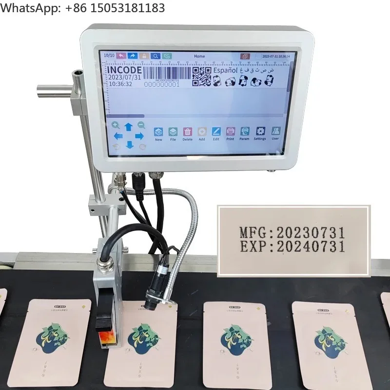 Multi-Head Industrial TIJ Thermal Inkjet Printer Online Expiry Date Coding Machine For Plastic 6.5 New 2020