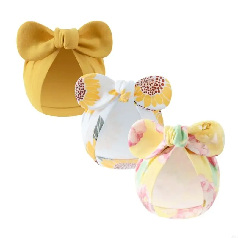 

M89C 3PCS Etenty Newborns Bonnet для больничных кепков для детских девочек с дизайном Bowknot