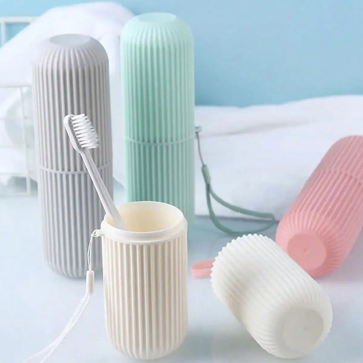 1 Portable Toothbrush, Travel Cover Cup, Bathroom Toothpaste Rack, Storage Box, Travel Camping Organizer Kit, Toiletries
