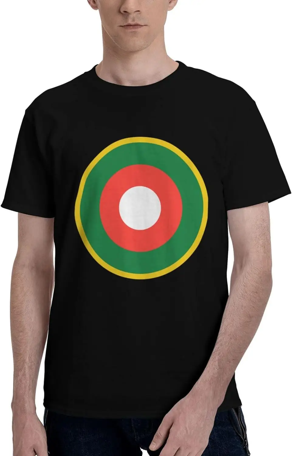 Roundel of Madagascar Short Sleeve T-Shirt Cotton Soft Breathable Crew-Neck Black