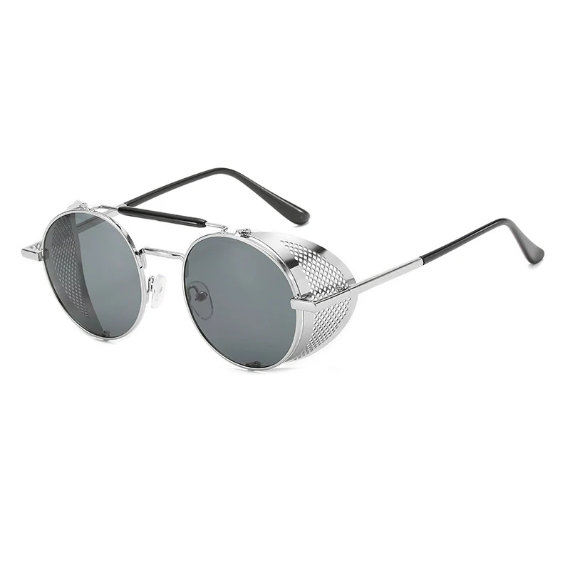 Steampunk Flip Sunglasses, New Trendy Retro Round Metal Women\'s Sunglasses, UV Resistant Glasses 66247
