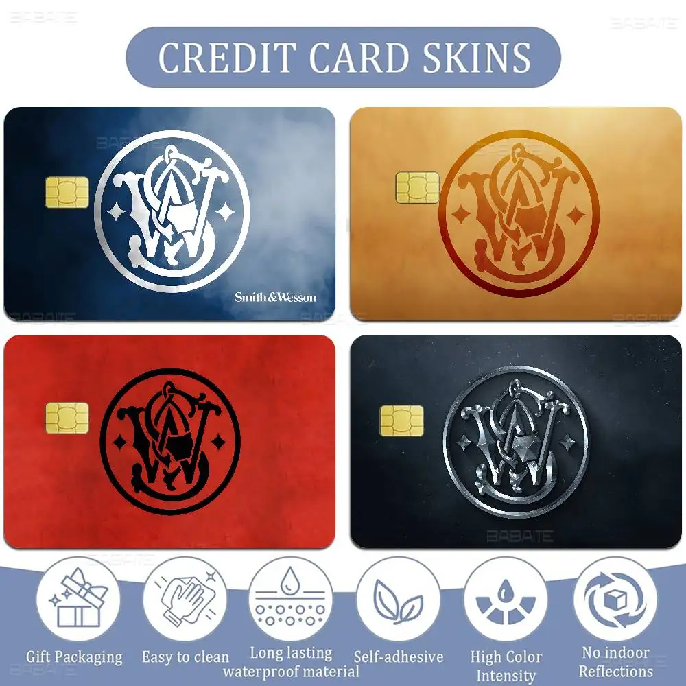 GUN Smith Wesson Game Film Cover Sticker Case for Small Chip Credit Debit Card Front Side