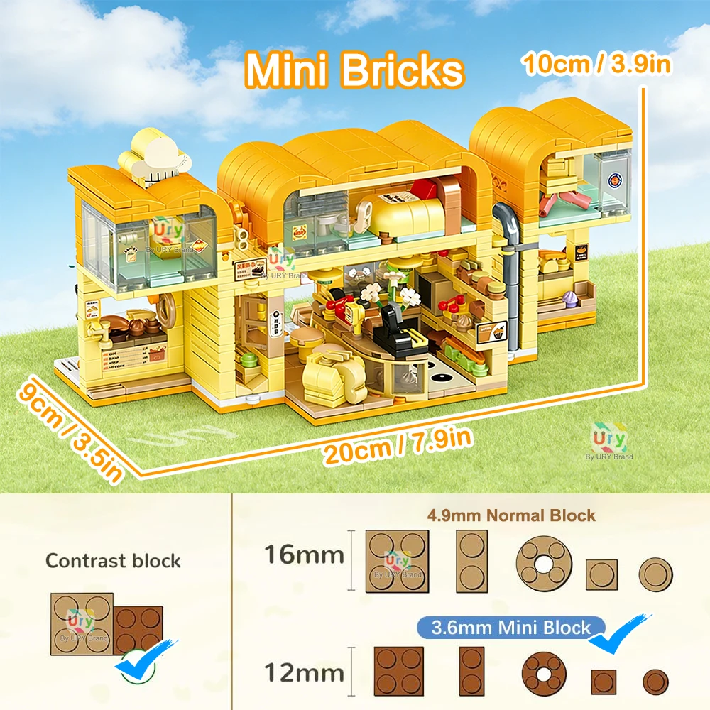 Friends Series Mini Bricks Milk Store Bakery Flower House Rural Cabin Set Playground DIY Building Block Toys for Gift