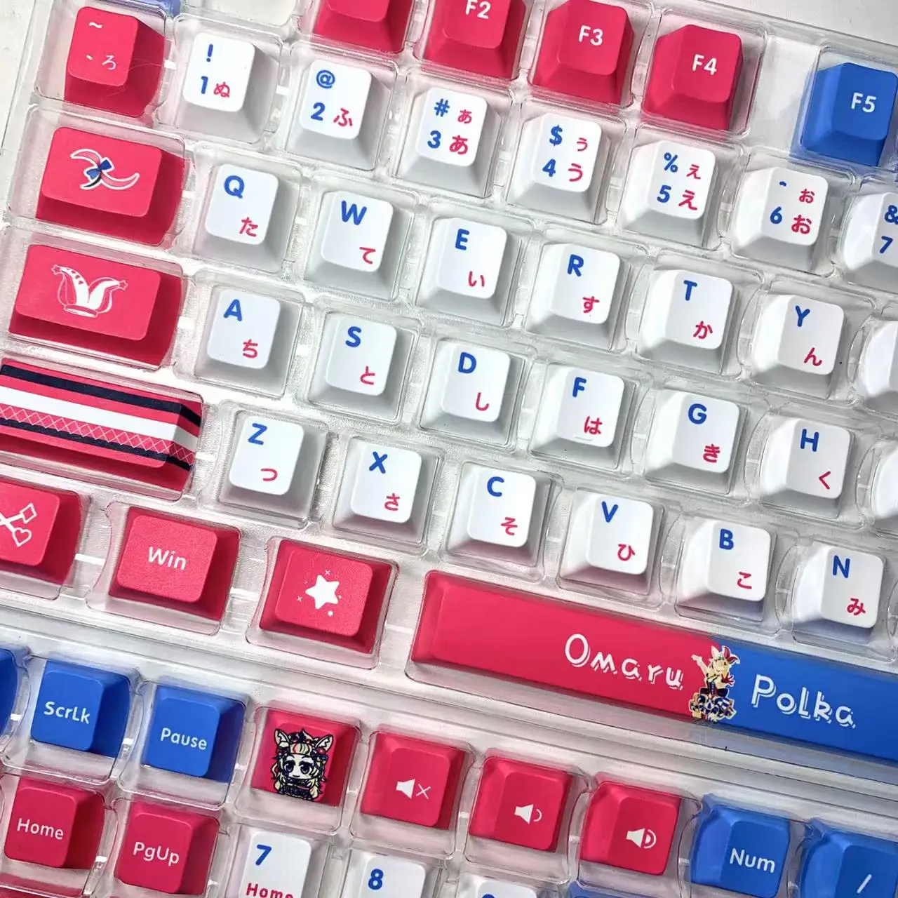 Hololive vtuber keycaps omaru polka bonito keycaps pbt sublimação de tinta cereja mx interruptor de eixo cruzado keycap para teclado mecânico