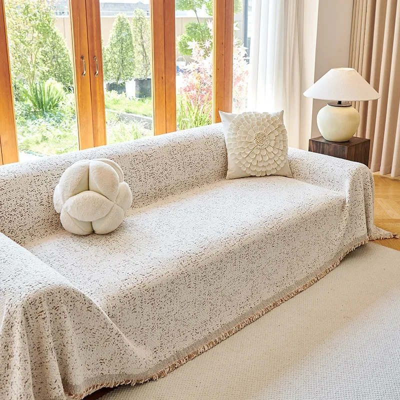 Solid Color Simple Sofa Cover Plush All Cover Spring Sofa Cover Cloths Soft Comfortable Anti Slip Sofa Towel Double Available