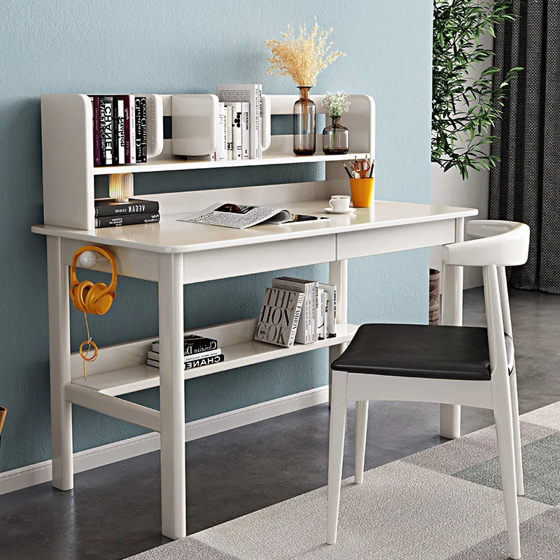 مزيج رف كتب من الخشب الصلب، مكتب تخزين منزلي بسيط وحديث