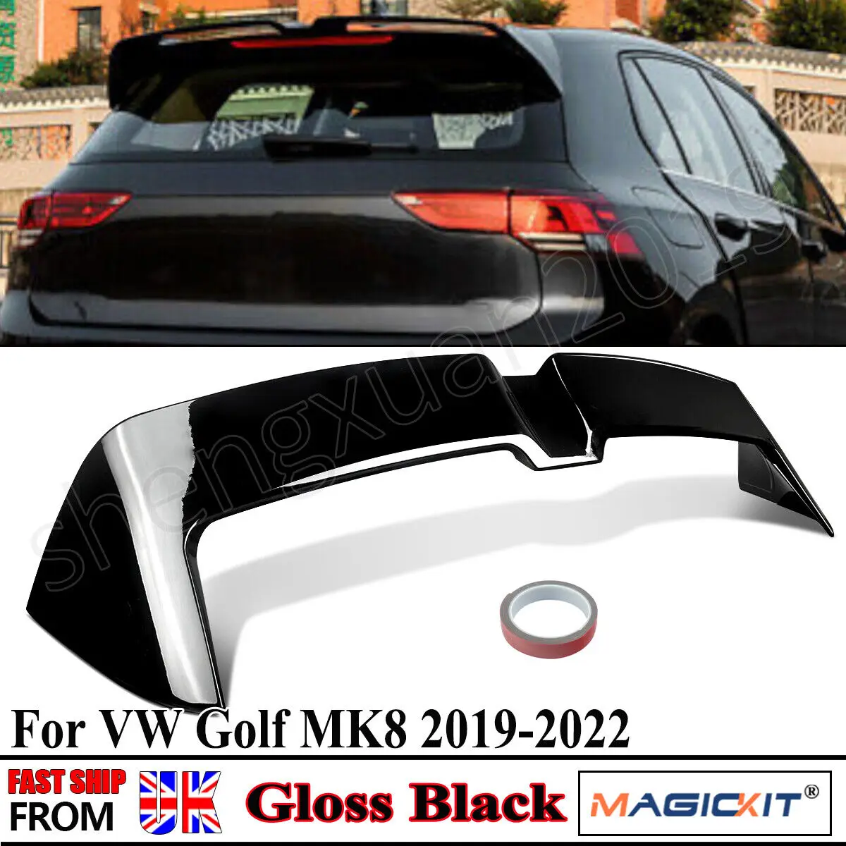 

For VW Golf MK8 Rear Roof Lip R GTD GTI Hatch Oettinger Style Gloss Black Roof Boot Spoiler 2019 2020 2021 2022 Decor Accessory