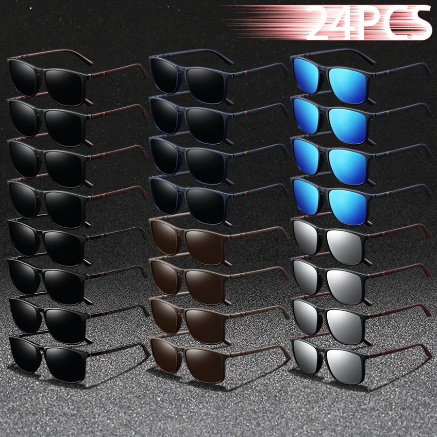 

24PCS Fashion square UV400 Sunglasses Men Women Driving Fishing Hiking Colorful Trendy Lightweight Outdoor Goggles