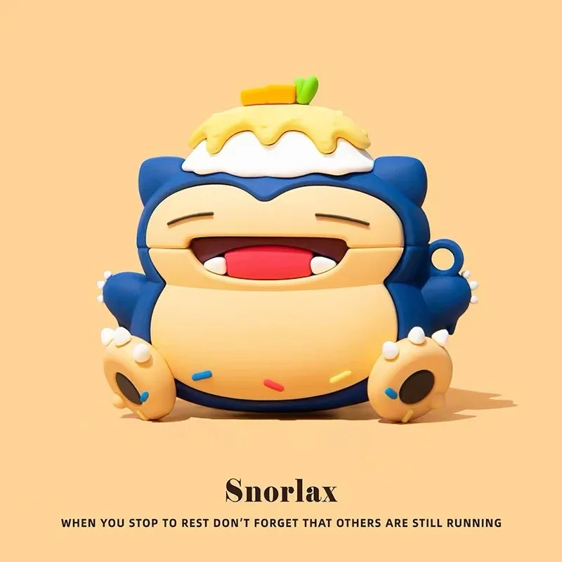 Para airpods pro 3 caso, pokemon bola bolo snorlax à prova de choque fone de ouvido capa de silicone para airpods pro 2/airpods 4 3 2 1 capa