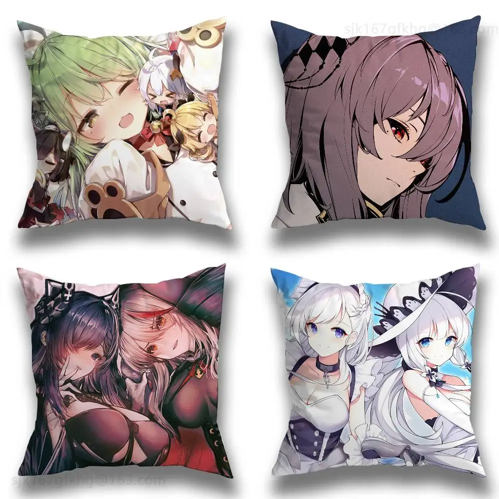 A-Atago Azur Lane Pillow Case Square Double-Sided Printing Short Plush Sofa Cushion Cover Bedroom Bedside Pillow