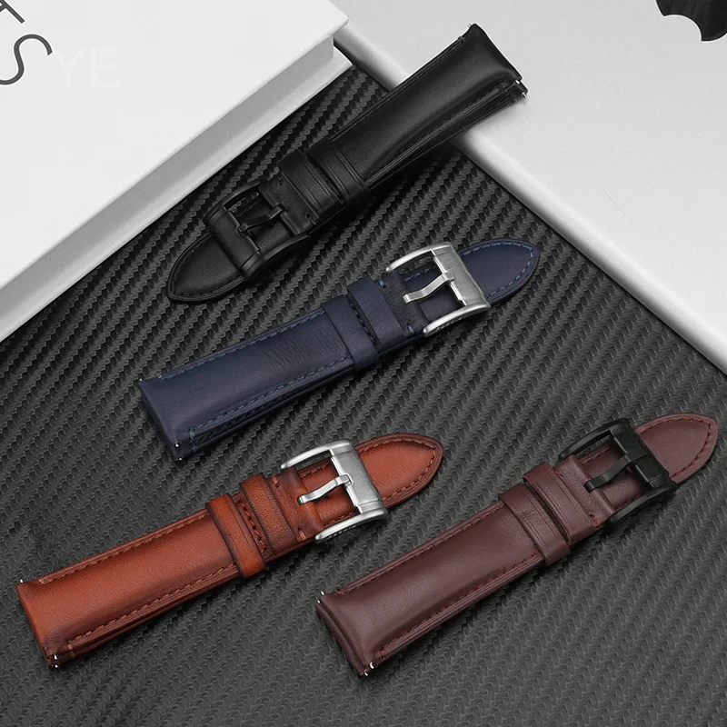 أربطة ساعة من جلد البقر الأصلي مع إبزيم إبرة للرجال ، أربطة ساعة قابلة للتنفس مقاومة للعرق ، أحفور Fs4813 ، Fs4735 ، سلسلة ذكية Q ، 22 ، 24 وقي