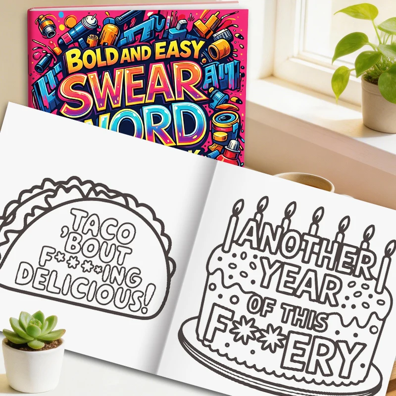 32 Pages Bold And Easy Swear Word Graffiti Coloring Book For Adults Stress Relief Anti-Anxiety Art Therapy Gift image 3