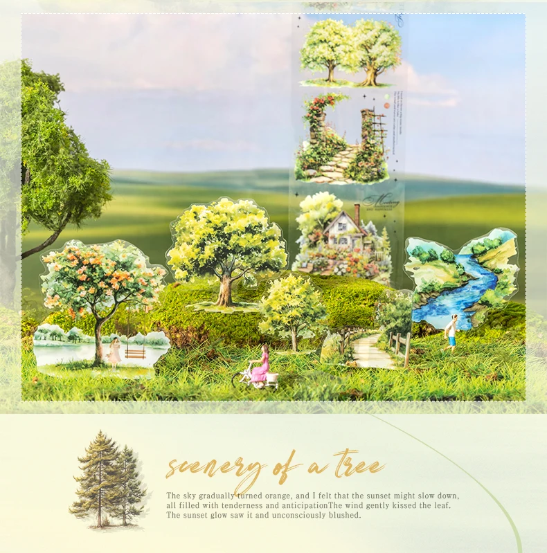 1 Rolle The Tree Scenery Series Tapes Scrapbooking-Aufkleber, perfekt für Collage Journaling Craft Diy Supplies – Detail 4